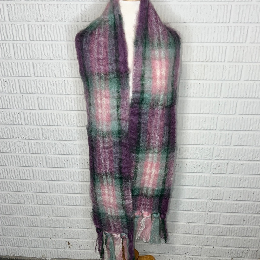 Vintage St. Albans Plaid Purple and Pink Women's Scarf With Tags